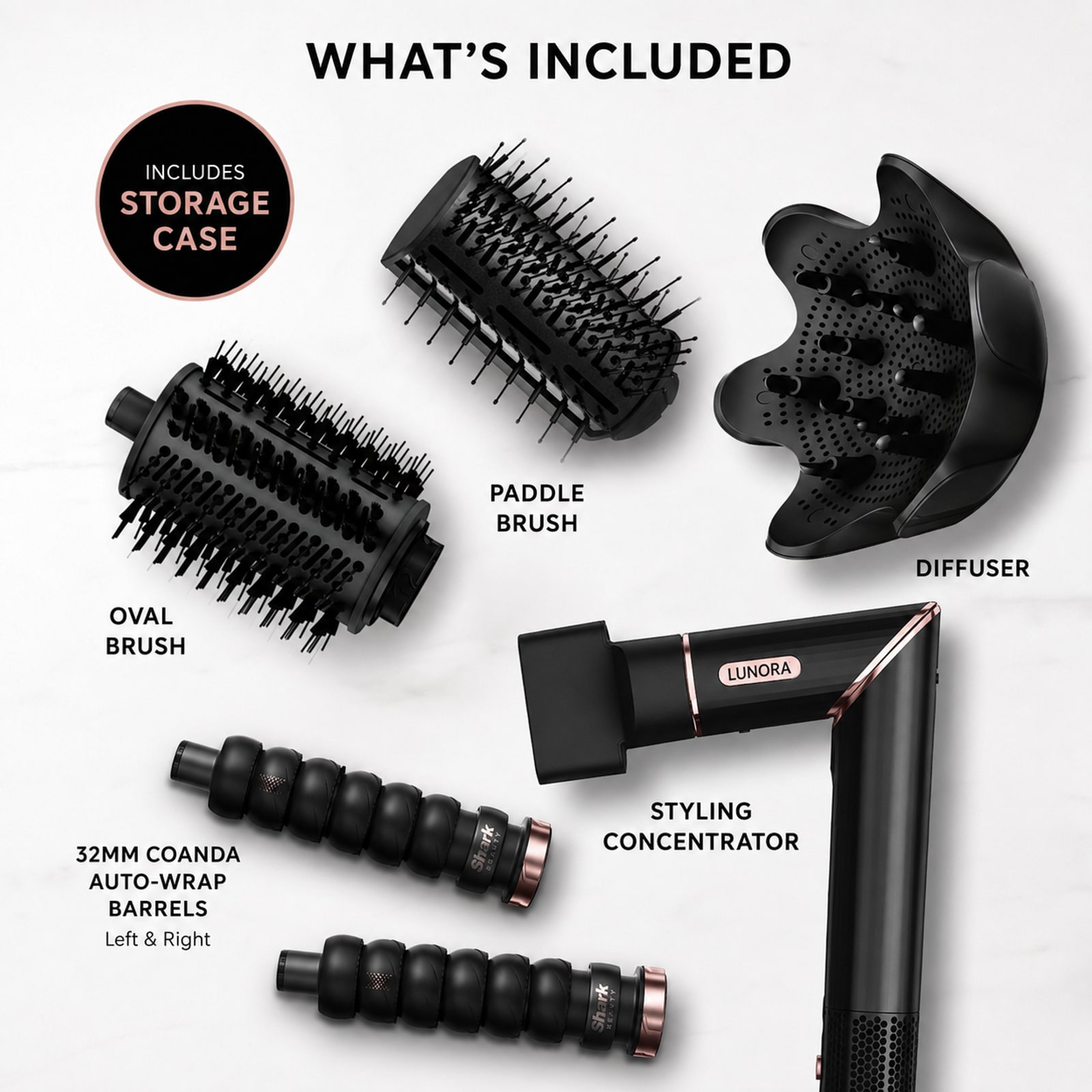 Premium 5-in-1 Hair Kit Black / Rose Gold · 5-in-1